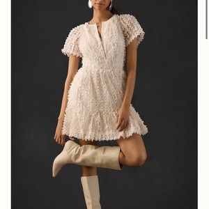 Anthropologie Somerset Mini Dress- floral appliqué edition